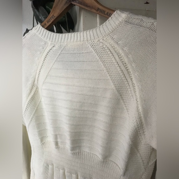 🩷Mystree | Women’s ivory long sleeve zip front cable knit cardigan sweater, sz S - Picture 6 of 14
